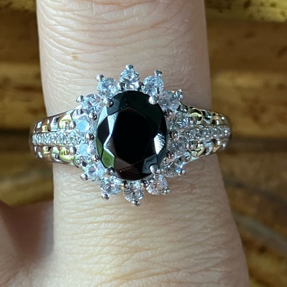 Natural Shungite Sterling Silver Ring Size 9